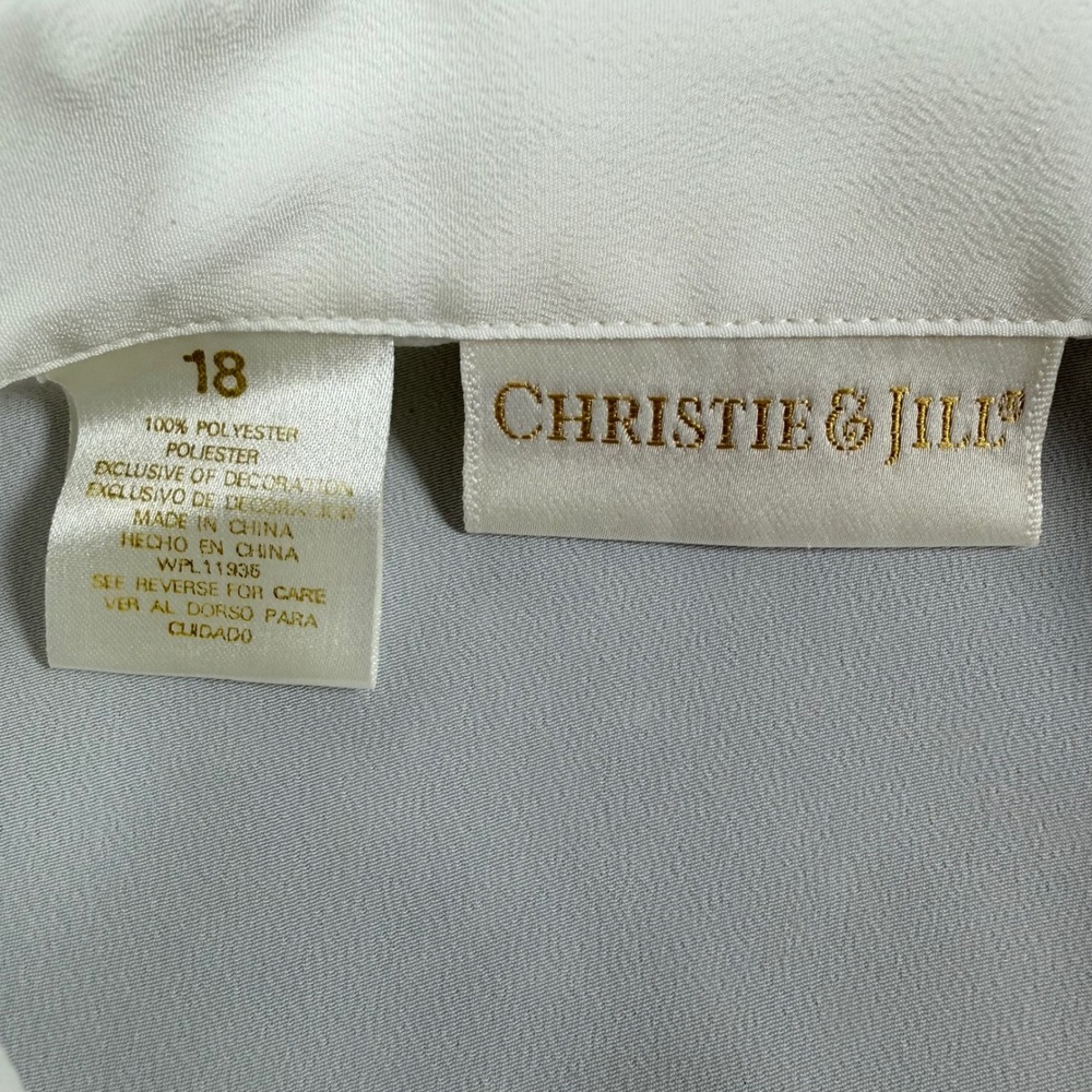 VTG Christie & Jill Blouse Size 18 White Embroidered Beaded Faux Pearl Button - Picture 5 of 7